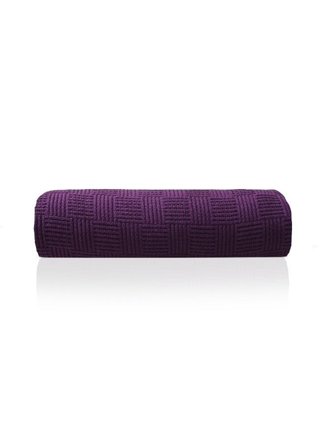 Relax Egyptian cotton Leno throw blanket,ultra-soft & lightweight with an elegant woven design ,king size 255x225 , Purple - Image 4